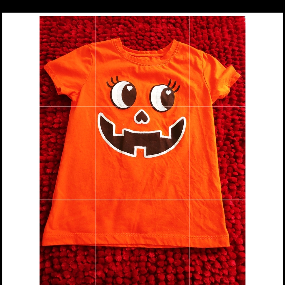 GIRL'S HALLOWEEN THEMED S/S SHIRT ~ SILVER ACCENTED PUMPKIN FACE